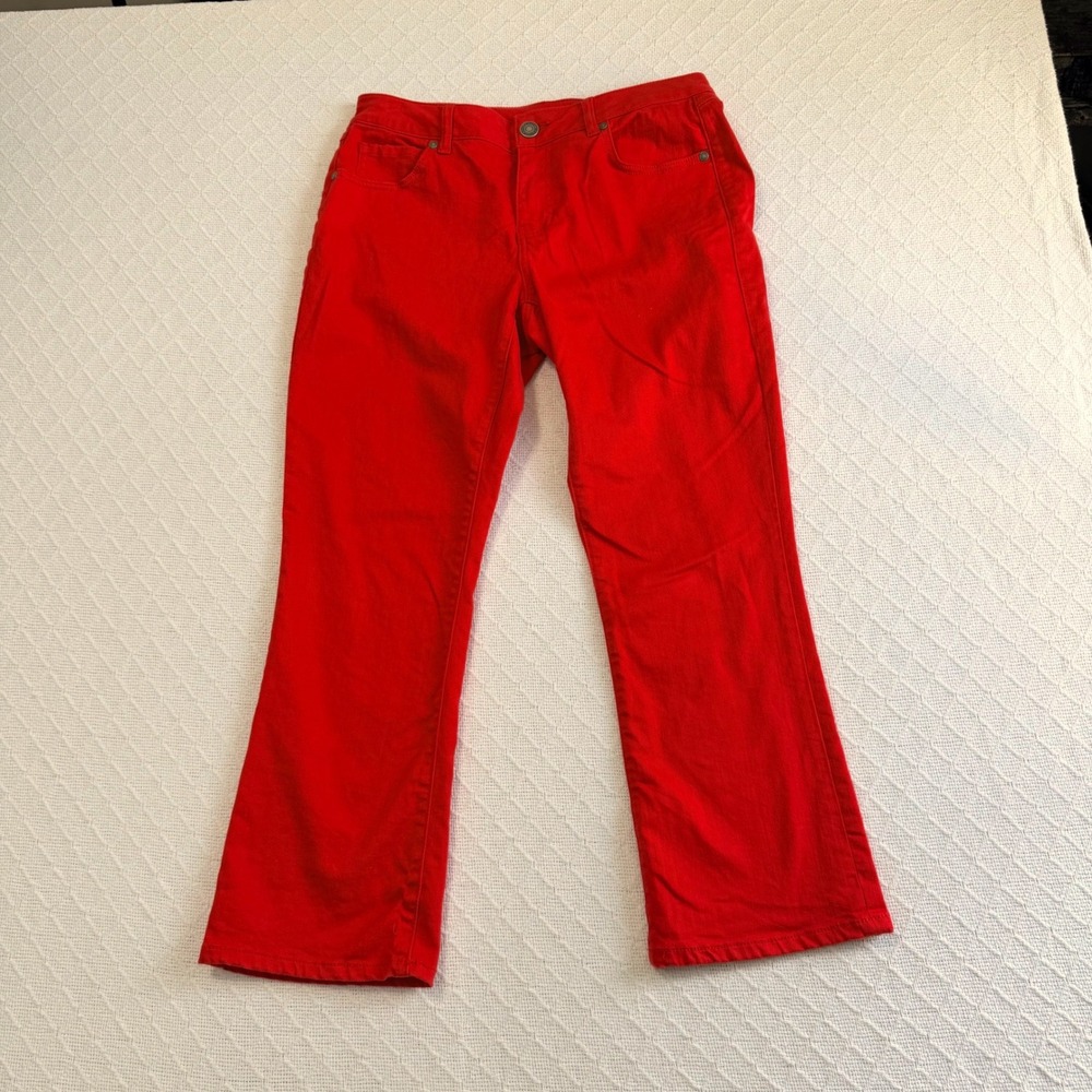 Cabi Womens Red Straight Leg Stretch Denim Jeans Style 6496 Size 6
